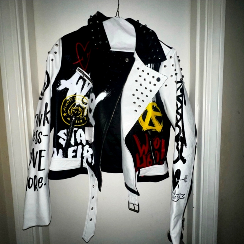 RED FOX Bomber Jacker women large Blk/white/yellow/red